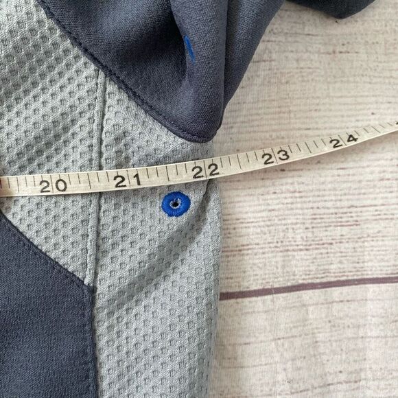 Alo cool fit men XL Longsleeve 1/4 zip mock turtleneck grey & blue - Picture 10 of 12